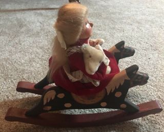 1990 Byers Choice Carolers Girl on Big Double Wooden Rocking Horse 5