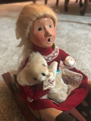 1990 Byers Choice Carolers Girl on Big Double Wooden Rocking Horse 8