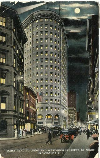 Providence,  R.  I. ,  Turks Head Building And Westminster Street By Night