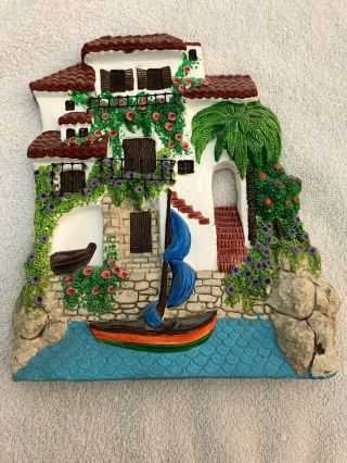 Ceramica Marquez Sa 3d Hand Painted Clay Plaque Vintage Pottery Made In Spain