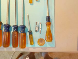 12 Vintage Craftsman Amber Handle Screwdrivers 1940 ' s 3
