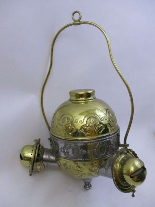 The Angle Lamp Co.  N.  Y.  - 3 Burner Hanging Kerosene Oil Lamp (76k8)