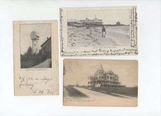3 1909 Rhode Island Ri Block Island Kingston Watch Hill Postcard Pc