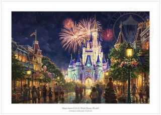 Kinkade Main Street Usa Walt Disney World Resort 18 X 27 S/n Le Paper