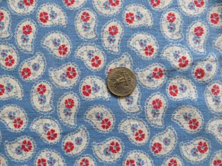 Vintage Feedsack Blue Red White Floral Feed Sack Quilt Sewing Fabric