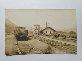 Pre 1910 Rppc Photo Postcard Railroad Station Charlemont Massachusetts Mass Nr