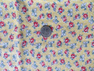 Vintage Feedsack Yellow Red White Floral Feed Sack Quilt Sewing Fabric