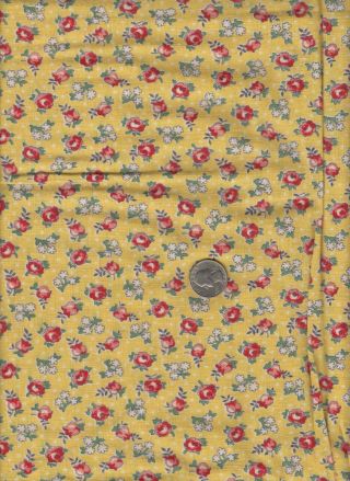 Vintage Feedsack Yellow Red White Floral Feed Sack Quilt Sewing Fabric 4