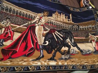 Vintage Spain Bull Fighting Matador Colosseum Wall Art Rug Tapestry 56 " X38 " Atc
