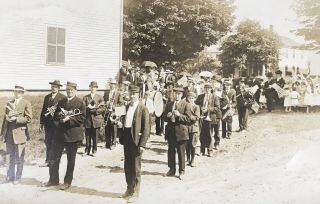 C1910 Chesterfield Massachusetts Parade Brass 4th July Band Rppc Photo Postcard