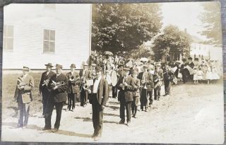 c1910 Chesterfield Massachusetts PARADE BRASS 4th July BAND RPPC Photo postcard 2
