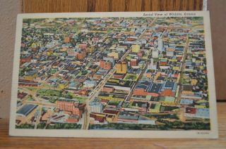 C 1950 Aerial View Of Wichita Kansas Postcard - Douglas Avenue Labelled