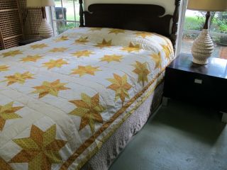 Gently Vintage All Cotton Hand Pieced & Quilted LeMOYNE STAR Quilt; 80 