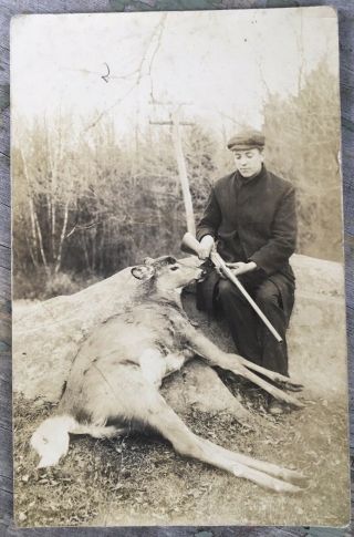 Chesterfield Massachusetts Deer Hunter Shotgun Rppc Real Photo Postcard