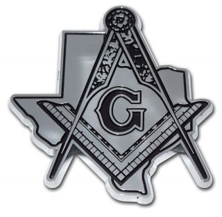 Texas Mason Detailed Chrome Metal Auto Emblem Car Truck Decal Freemason Masonic