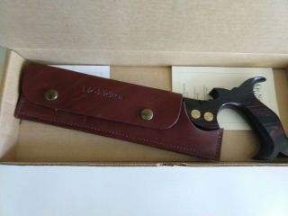 Lie Nielsen Cocobolo Dovetail 15ppi Rip Saw; box and leather sheath 3
