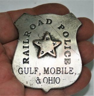 Reproduced Unusual OLD WEST Texas Gulf,  Mobile,  & Ohio Railroad Police Badge 4