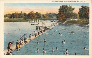 Lp88 Atlanta Georgia Postcard Piedmont Park Bathing Scene