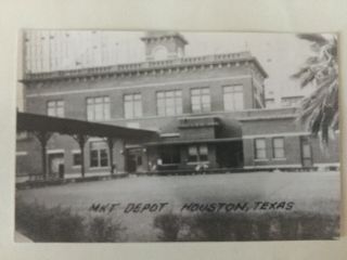Houston Texas Mkt Rr Station Railroad Depot B&w Real Photo Postcard Rppc