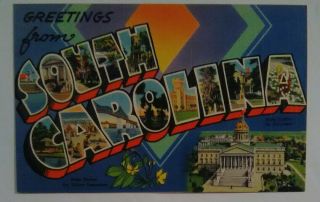 Vintage Large Letter Postcard Greetings From South Carolina