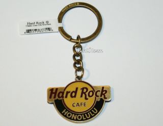 Hard Rock Cafe Honolulu Hawaii Logo Metal Key Ring Chain Keychain Hardrock Nwt