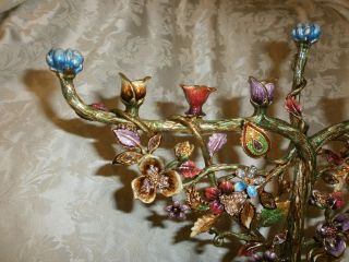 JAY STRONGWATER Floral Menorah Candelabra SWAROVSKI CRYSTAL NWOB $2700 Beauty 3