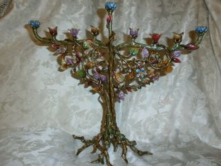 JAY STRONGWATER Floral Menorah Candelabra SWAROVSKI CRYSTAL NWOB $2700 Beauty 5