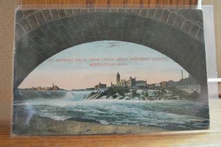 1910 St Anthony Falls From Under Great Northern Viaduct Minneapolis Mn Postcard