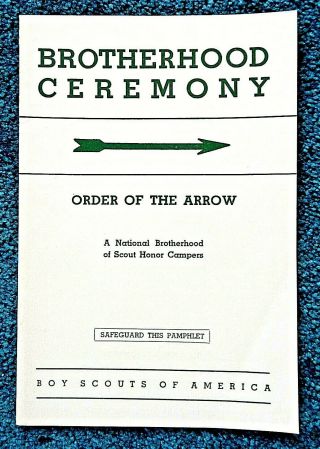 Boy Scouts Of America Oa Brotherhood Ceremony Book Bsa 5006,  4/1957,
