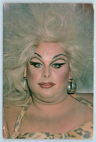 Postcard Divine Signed Divy Poem 1980 Headshot Drag Queen Female Impersonator U8