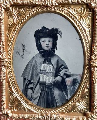 Cased 1/9 Plate Ambrotype - An Incredibly Child In Winter Attire