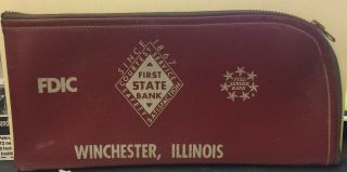 Vintage Winchester Illinois Il First State Bank Deposit Zipper Bag