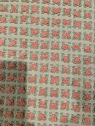 Vintage Dusty Pink Rose Thick Chenille Bedspread Full Queen Comforter 2 Pillows