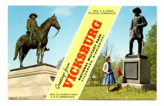 Vicksburg National Military Park Postcard Mississippi Statues General Grant