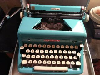 Vintage Royal Quiet Deluxe Blue Typewriter W/case,  Manuals,  Tags Rare