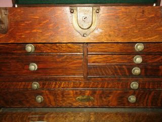 Antique H.  Gerstner & Sons 7 Drawer Oak Wood Machinist Tool Chest Box 10