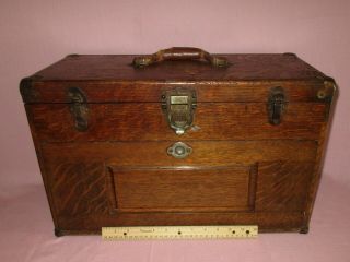 Antique H.  Gerstner & Sons 7 Drawer Oak Wood Machinist Tool Chest Box