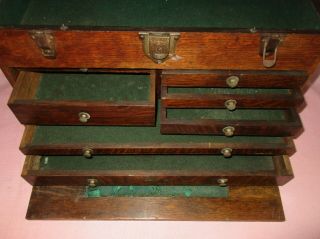 Antique H.  Gerstner & Sons 7 Drawer Oak Wood Machinist Tool Chest Box 9