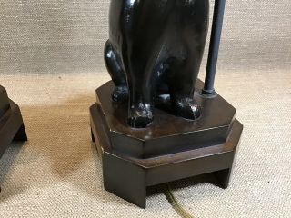 Pair Frederick Cooper Japanese Rabbit Bronze Wood Table Lamps Vintage 5