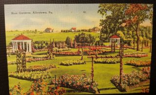 Pennsylvania Vintage Postcard Rose Gardens In Allentown Pa 1930s Linen