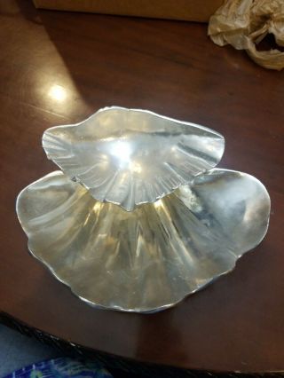Vintage Arthur Court 11 " Giant Clam Sea Shell Bowl Dish 1988 Two Tier