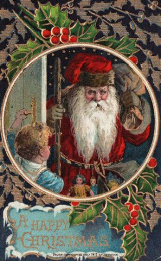 Another Lovely Gold Embel.  Emb.  Christmas Santa Not Image Fine Postcard