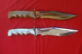 Sea Wolf Knife - Pair (2 Knives) Stainless And Brass