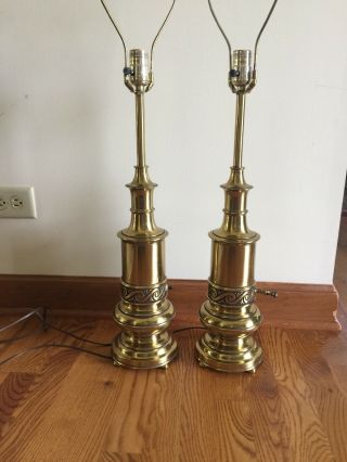 Pair Stiffel Vintage Brass Lamps Mid Century