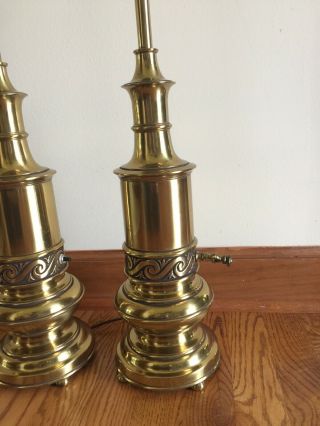 Pair Stiffel Vintage Brass Lamps Mid Century 3