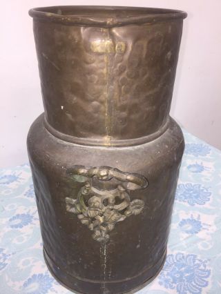 Vintage Hammered Copper Floor Vase Or Umbrella Stand