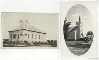 Hanska Minnesota 2 Rppc: Library Circa 1917; Zion Lutheran Church 1925 Brown Co.