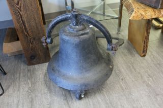 Antique Cast Iron Bell School Farm Church 20 " With Clapper Yoke And Upright
