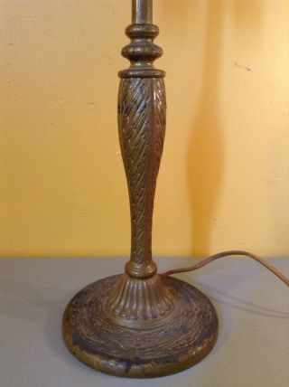 Vintage Antique 22 " Double Socket Cast Metal Painted Slag Glass Lamp Base