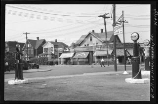 1935 Socony Gas Station E14th St Sheepshead Bay Brooklyn Nyc Photo Negative T282